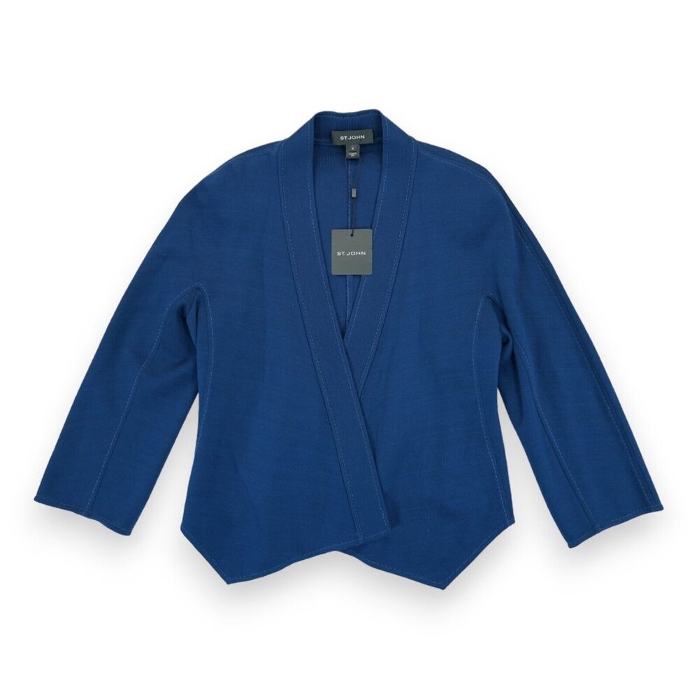 NWT St.‎ John Women's Open Front Drape Waterfall Blazer Navy Size M MSRP $695